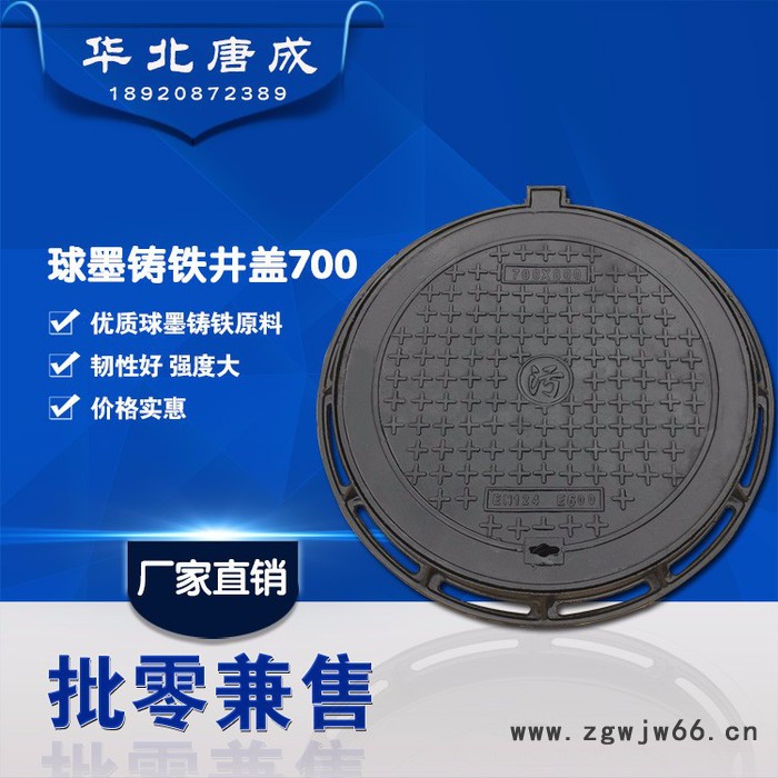 莲阳重型 井盖沙井盖圆形球墨铸铁井盖700井盖盖板雨水井盖污水井盖电力消防井盖图1