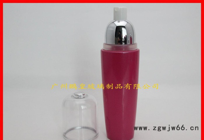 100ml红色喷漆玻璃化妆品套装乳液瓶 配套喷镀喷头和透明外图2