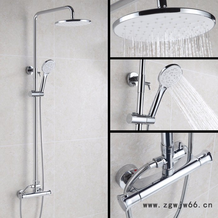 贝洛德淋浴花洒喷头套装明装全铜浴室智能恒温沐浴器挂墙式可升降水龙头图2