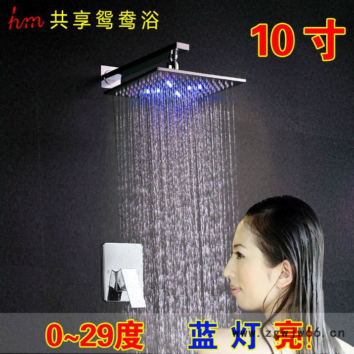 方管淋浴LED花洒套装 全铜方管花洒 淋浴暗装花洒 智能恒温淋浴花洒套装全铜增压入墙式LED带灯顶喷头图7