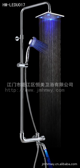 方管淋浴LED花洒套装 全铜方管花洒 淋浴暗装花洒 智能恒温淋浴花洒套装全铜增压入墙式LED带灯顶喷头图2