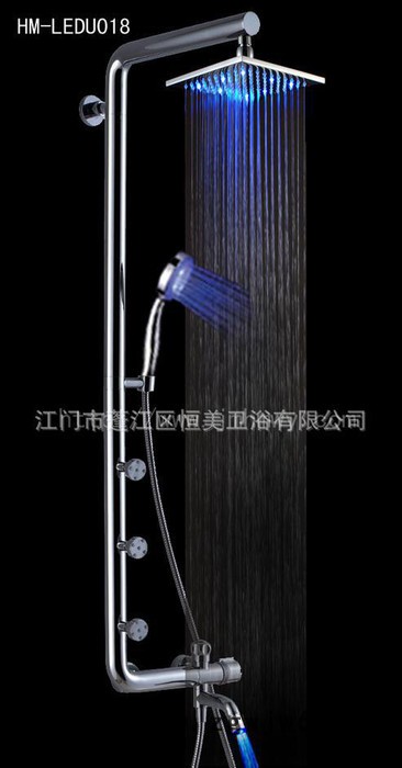 方管淋浴LED花洒套装 全铜方管花洒 淋浴暗装花洒 智能恒温淋浴花洒套装全铜增压入墙式LED带灯顶喷头图5