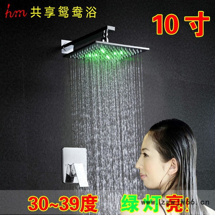 方管淋浴LED花洒套装 全铜方管花洒 淋浴暗装花洒 智能恒温淋浴花洒套装全铜增压入墙式LED带灯顶喷头图8