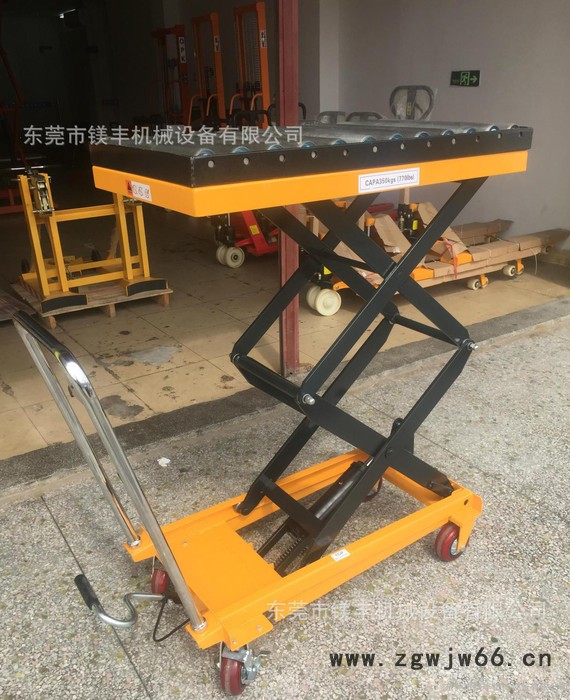 直销PTS350kg升1.3米滚筒式模具平台车 脚踏式液压升降平台图2