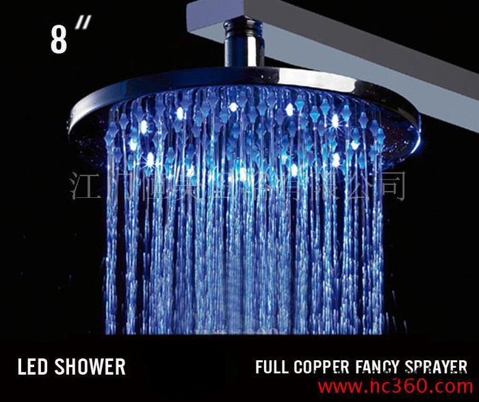 广东厂家供应花洒 LED顶喷花洒,LED顶喷 淋浴喷头 全铜形花洒 **一件批发价图3