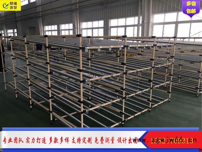 定制重型货架 天津流利条货架 斜面滑坡滚轮货架 滚筒式流利架 易储货架 河北货架厂图3
