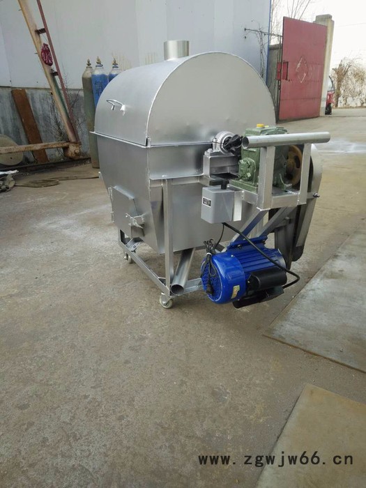 高效率芝麻炒料机 燃气卧式滚筒炒锅机 多功能滚筒炒货机 炒货机厂家图4