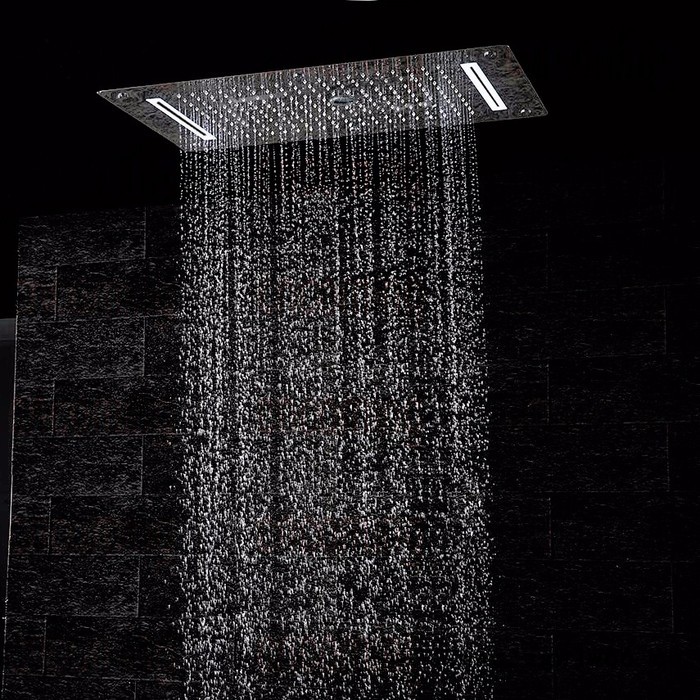 发光花洒套装 全铜暗装洁具 环保节水喷头配冷热水开关有下出水图8