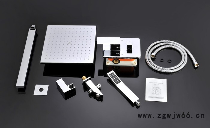 发光花洒套装 全铜暗装洁具 环保节水喷头配冷热水开关有下出水图4