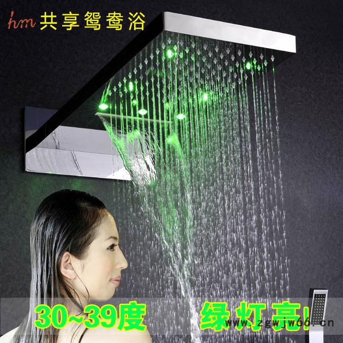 发光花洒套装 全铜暗装洁具 环保节水喷头配冷热水开关有下出水图7