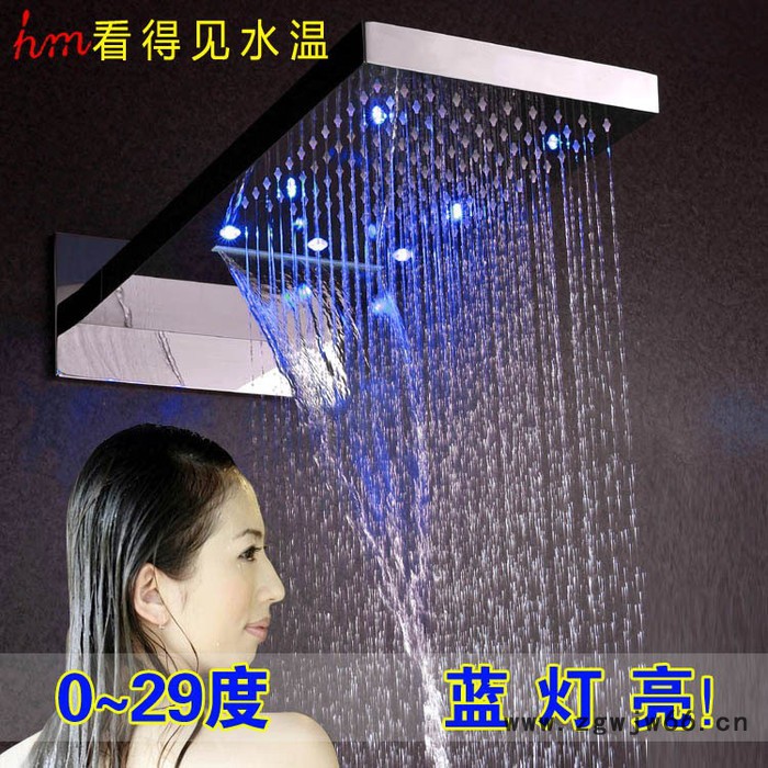 发光花洒套装 全铜暗装洁具 环保节水喷头配冷热水开关有下出水图6