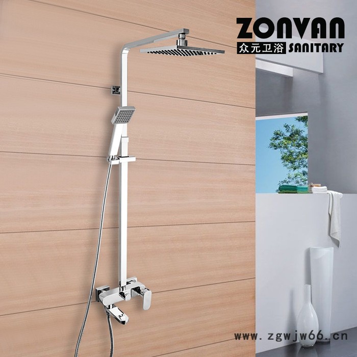 全铜主体淋浴花洒套装浴室冷热水双花洒龙头蓬喷头淋浴器方形包邮图3