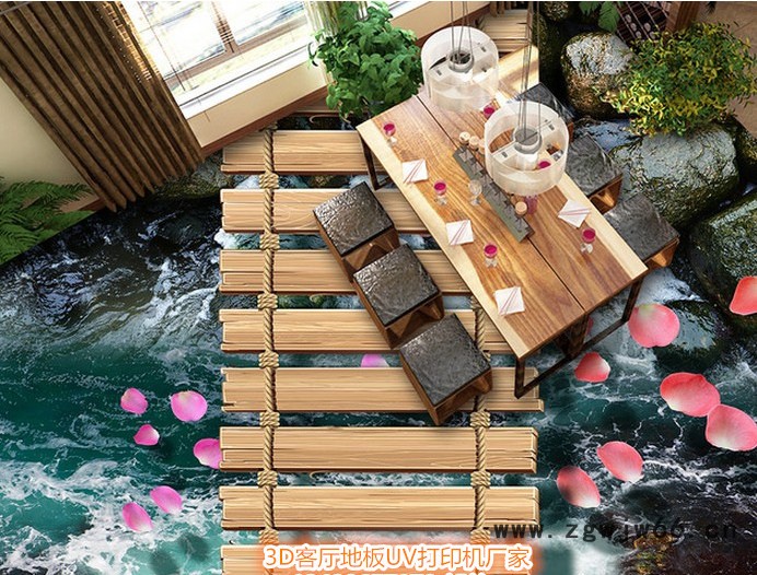 UV2516双喷头立体3D石塑地板印刷设备 3D地板UV打印机厂家 超逼真立体效果图3