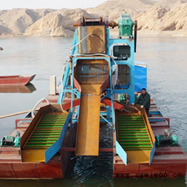 淘金船 链斗式淘金船 毛毯溜槽 尾矿离心机 滚筒筛淘金设备图2