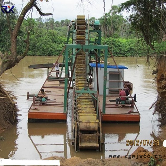 淘金船 链斗式淘金船 毛毯溜槽 尾矿离心机 滚筒筛淘金设备图5