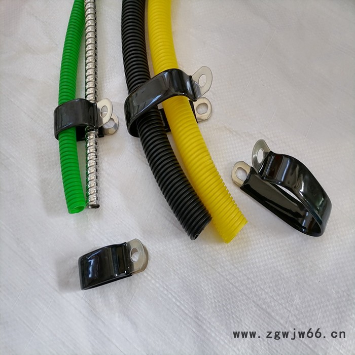 福莱通管夹 浸塑管夹  铝制管夹 R型包胶线夹 304包塑管夹 2*15多管管夹图1