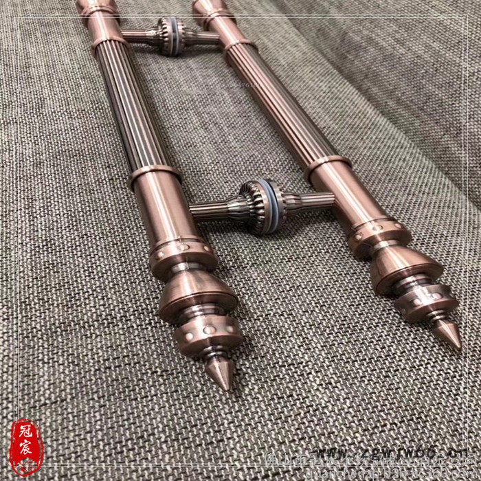 钛金圆管夹门拉手 酒店专用青古铜大把手 不锈钢拉手镀色制作加工图5