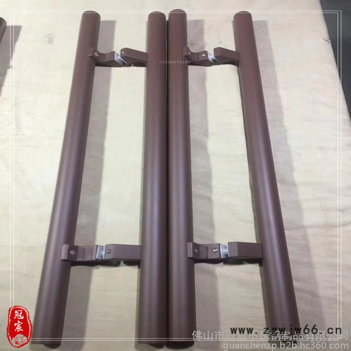 钛金圆管夹门拉手 酒店专用青古铜大把手 不锈钢拉手镀色制作加工图2