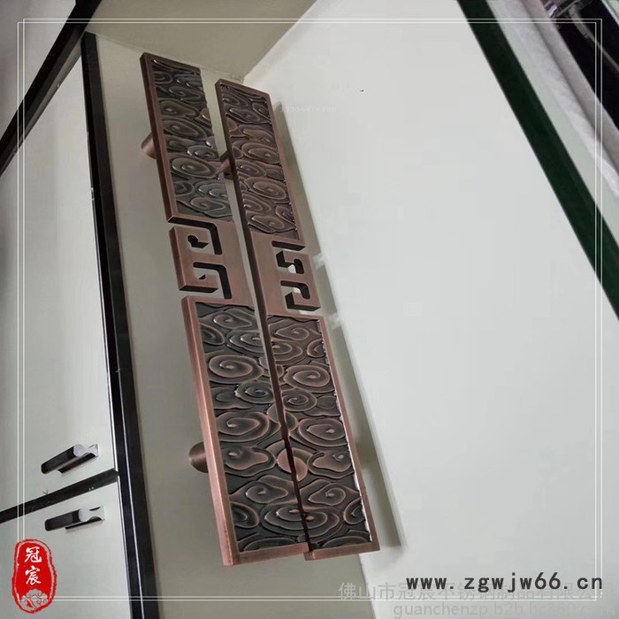 钛金圆管夹门拉手 酒店专用青古铜大把手 不锈钢拉手镀色制作加工图4