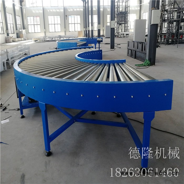 德隆机械dl-1165 180度转弯网带输送机U型有无动力滚筒转弯机自动化组装生产流水线图2
