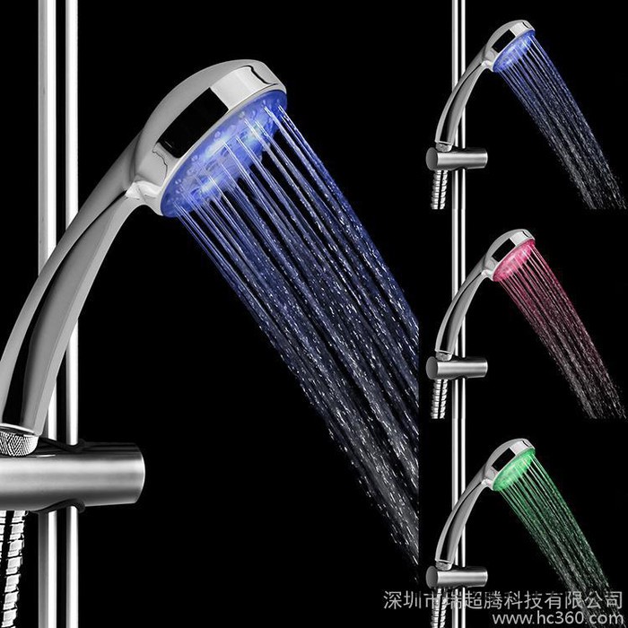 七彩闪变色花洒/LED发光花洒/七彩花洒/发光花洒 发光喷头创意自发电TV产品深圳**图3