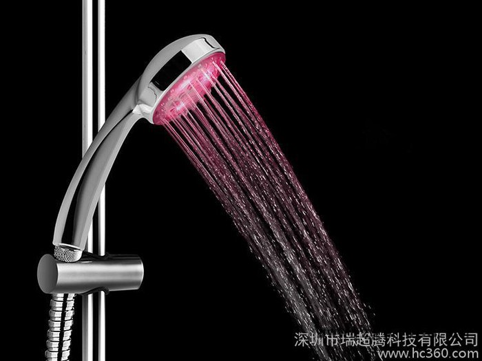 七彩闪变色花洒/LED发光花洒/七彩花洒/发光花洒 发光喷头创意自发电TV产品深圳**