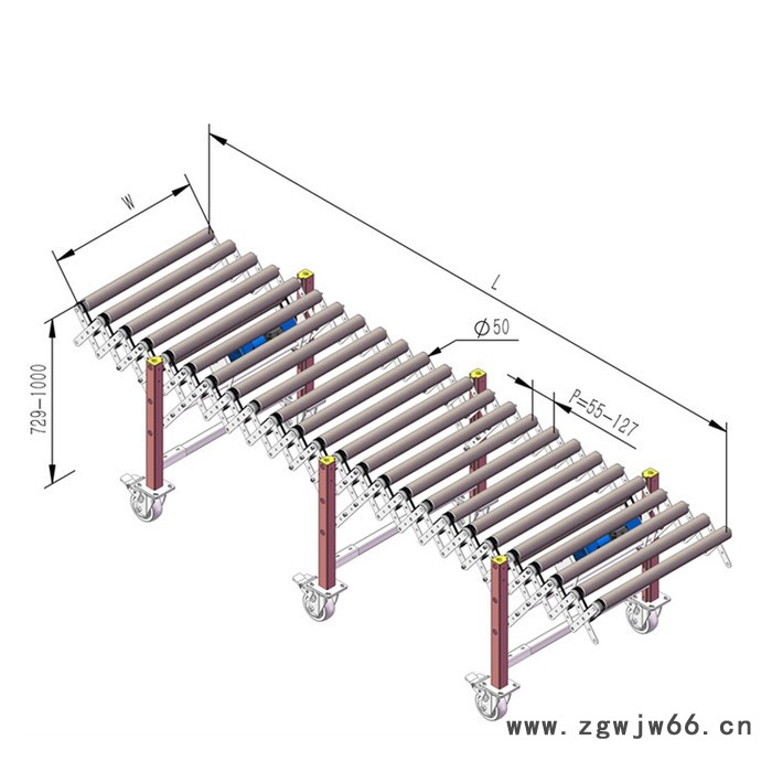 湖州灵动智能设备  辊筒辊轮伸缩输送机 FRC_P-600无动力重型伸缩滚筒线图5