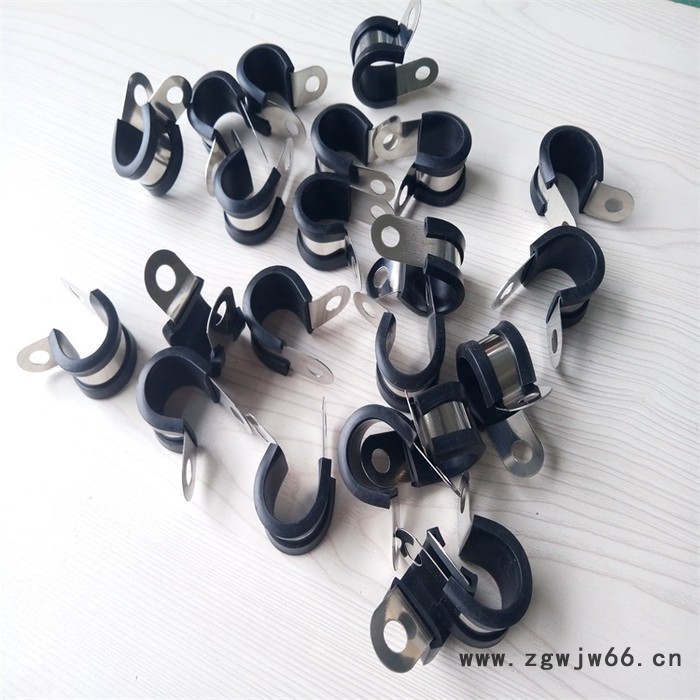 福莱通Φ18 套胶皮金属管夹 R型带胶金属管夹 P型管夹带胶条铁镀锌喉箍生产加工图2