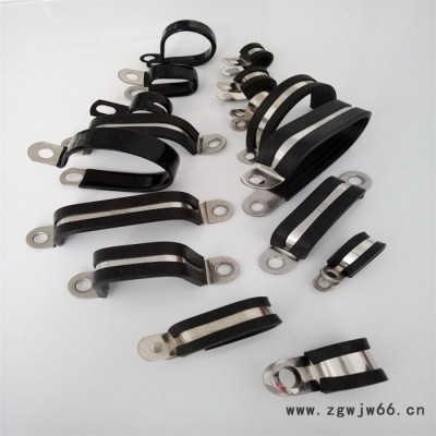 福莱通Φ18 套胶皮金属管夹 R型带胶金属管夹 P型管夹带胶条铁镀锌喉箍生产加工