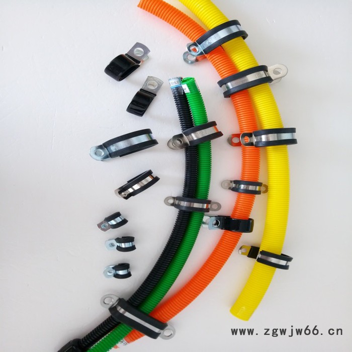 福莱通Φ18 套胶皮金属管夹 R型带胶金属管夹 P型管夹带胶条铁镀锌喉箍生产加工图4