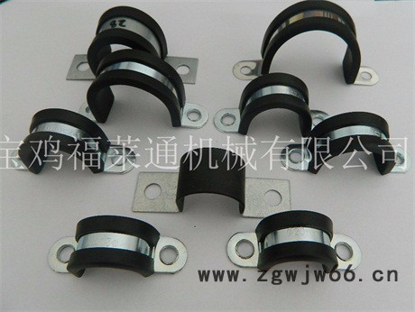 铁镀锌带胶条欧姆卡 U型带胶条金属管卡 电线电缆紧固用 拱形管夹 带胶条包塑软管管夹图2