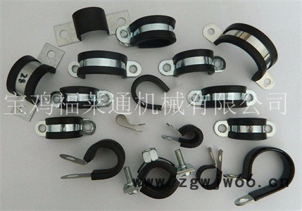 铁镀锌带胶条欧姆卡 U型带胶条金属管卡 电线电缆紧固用 拱形管夹 带胶条包塑软管管夹图3