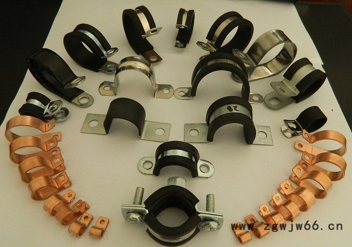 铁镀锌带胶条欧姆卡 U型带胶条金属管卡 电线电缆紧固用 拱形管夹 带胶条包塑软管管夹图7
