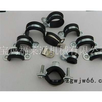 铁镀锌带胶条欧姆卡 U型带胶条金属管卡 电线电缆紧固用 拱形管夹 带胶条包塑软管管夹
