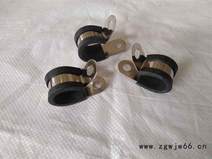 福莱通管夹 软管管卡 油管卡 6-64mm 包胶线夹线卡 R型不锈钢套胶条管夹 镀锌双层连胶条条卡箍图2