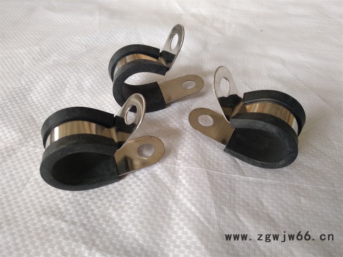 福莱通管夹 软管管卡 油管卡 6-64mm 包胶线夹线卡 R型不锈钢套胶条管夹 镀锌双层连胶条条卡箍图3