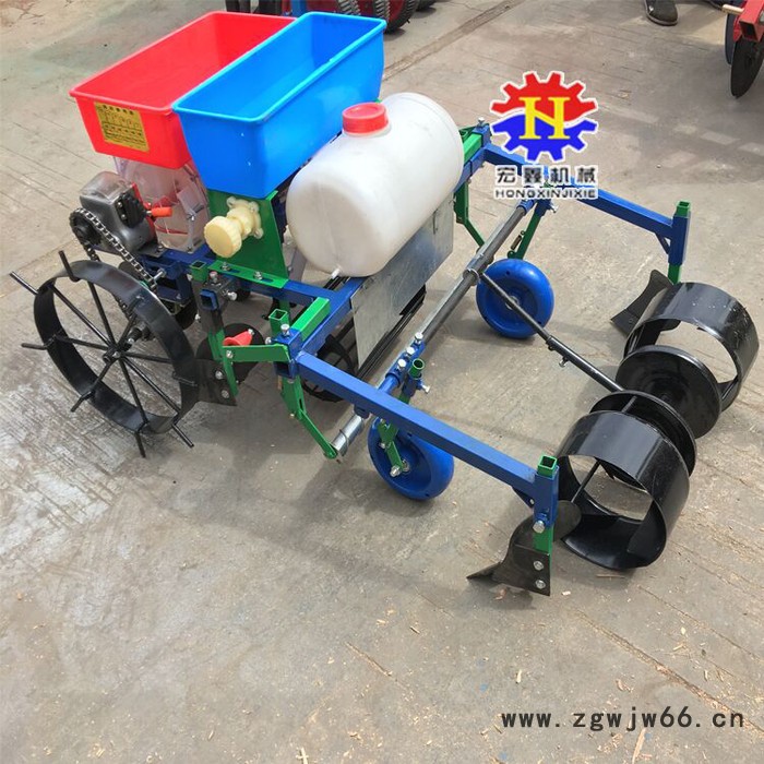 宏博 膜上花生播种机 滚筒式鸭嘴点播机 1垄2行施肥播种机图2