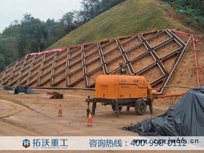 混泥土搅拌拖泵机,四川广元应用于基础房建水利施工的搅拌机带拖泵拓沃搅拌泵滚筒搅拌泵品牌