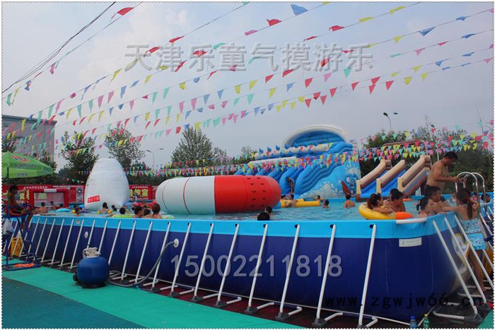 充气水池大型 户外手摇船充气游泳池冲气水上玩具水池滚筒组合图3