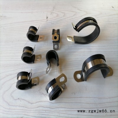 EPDMΦ12福莱通生产R型橡胶减振管夹316不锈钢橡胶固定扣 不锈钢包胶管卡