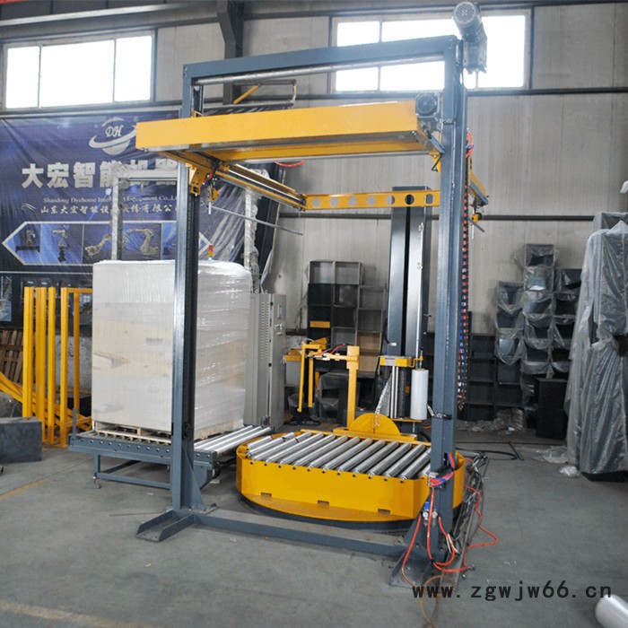 覆顶全自动缠绕机 在线式滚筒缠绕机 全自动栈板打包机图2