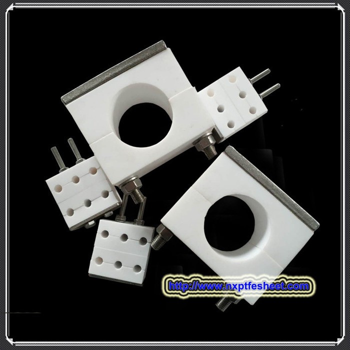 厂家供应船厂用管材附件塑料聚四氟乙烯管夹铁氟龙非标耐低温重型四氟管夹图7
