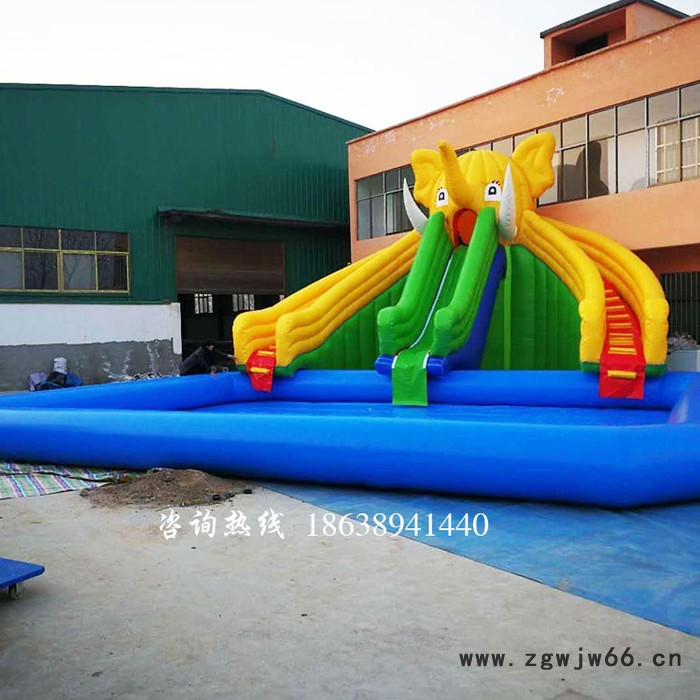 户外大型充气游泳池水池水上滚筒充气沙池手摇船水上乐园支架水池图3