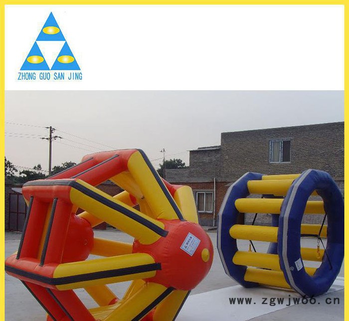 **】大型充气水上玩具水上跑步机步行球儿童成人滚筒球移动水上乐园图3