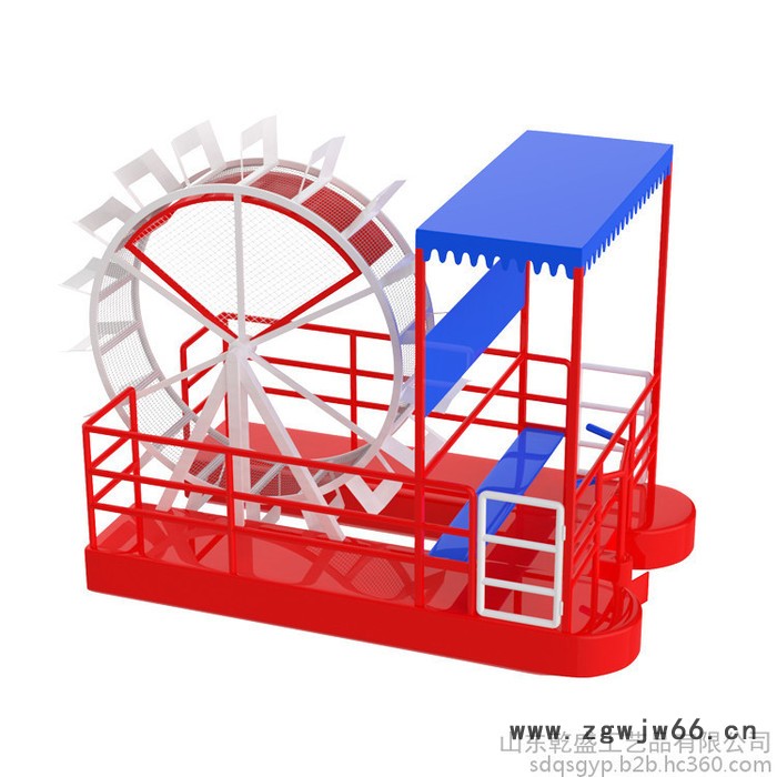 山东乾盛工艺品 景区观光娱乐设施设备带蓬遮阳水上游乐船人力脚踏船轨道自行车滚筒脚蹬船旅游观光亲自互动多人单车新款铁艺定制图5