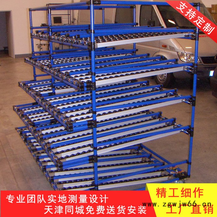 天津**精益复合管线棒货架 车间流水线防静电工作台 周转移动推车置物架 车间物料滚筒置物架 工厂直销 量大从优图2