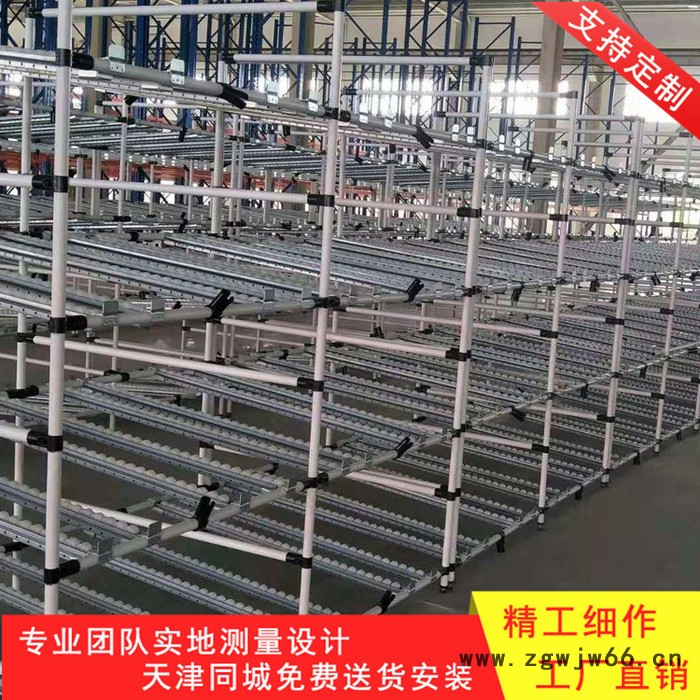 天津**精益复合管线棒货架 车间流水线防静电工作台 周转移动推车置物架 车间物料滚筒置物架 工厂直销 量大从优图5