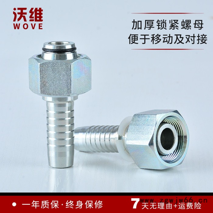 沃维20411 高压油管接头 24度锥软管接头 镀锌直通油管接头图2