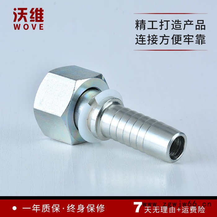 沃维20411 高压油管接头 24度锥软管接头 镀锌直通油管接头图3