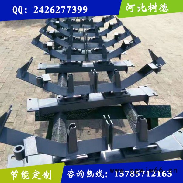 树德DT11型输送机槽型托辊支架 DT75型锥形托辊支架 调心托辊支架 可调槽角托辊支架 不锈钢托棍支架 支架滚筒图2